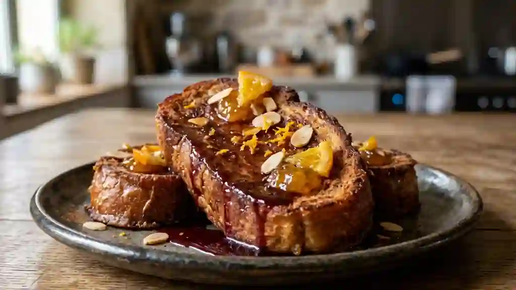 Pain perdu au vin rouge, fondant et épicé - Photo de présentation
