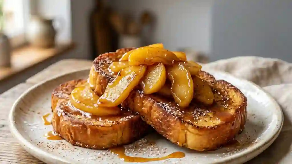 Pain perdu caramélisé aux pommes fondantes - Photo de présentation