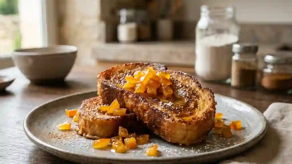 Pain perdu beurré et ses éclats d'orange - Photo de présentation