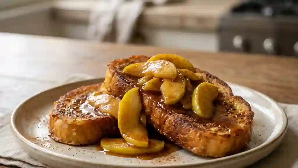 Pain perdu fondant aux pommes flambées - Photo de présentation