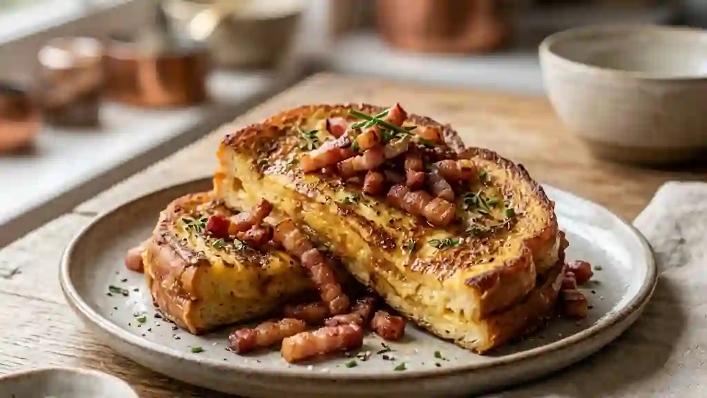 Pain perdu salé aux lardons fumés - Photo de présentation