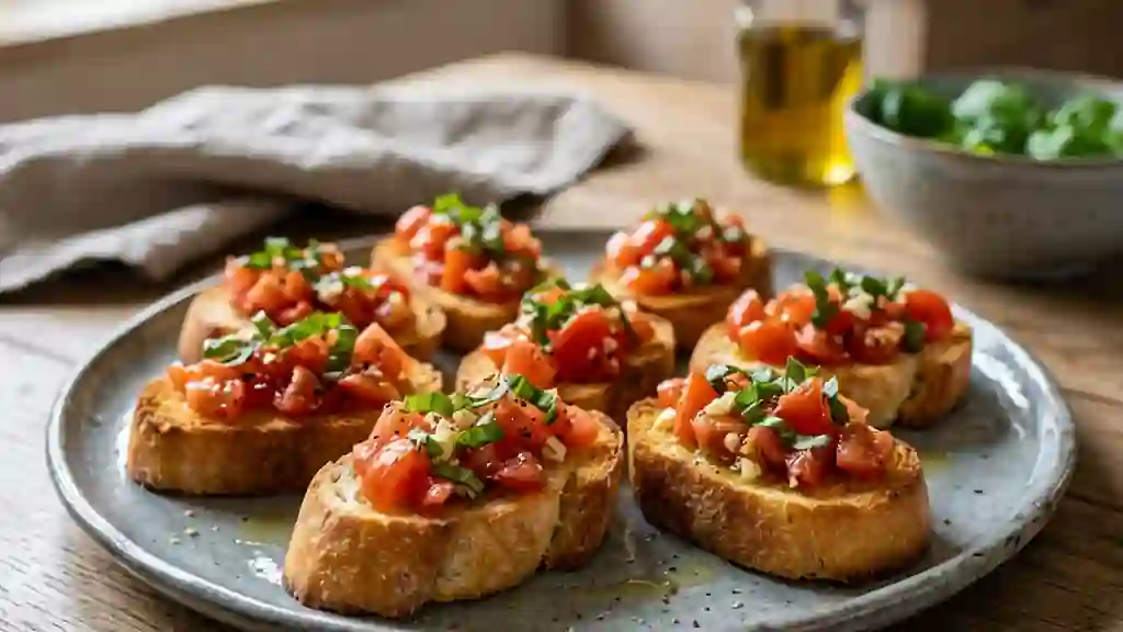 Crostini craquants à la tomate et ail frais - Photo de présentation