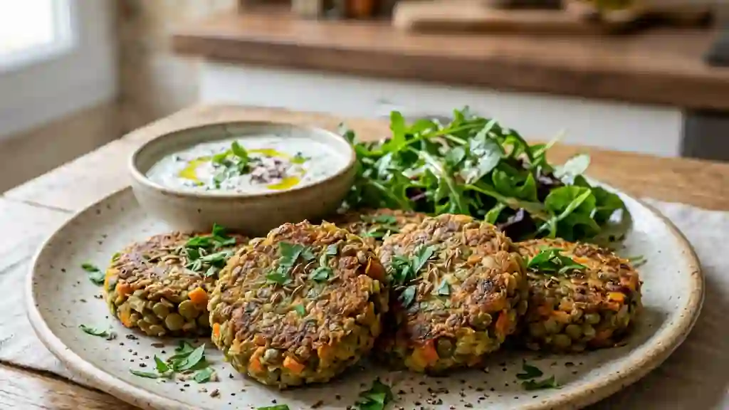 Palets de lentilles croustillants au cumin - Photo de présentation