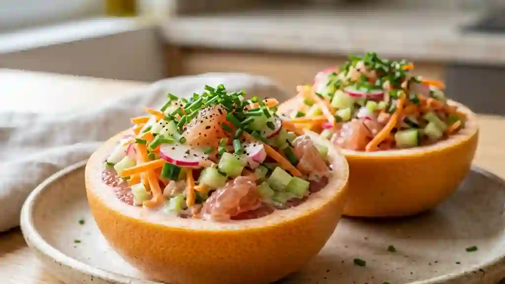 Pamplemousse farci aux légumes croquants - Photo de présentation