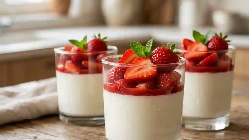 Panna Cotta Vanille et Fraises Fraîches - Photo de présentation