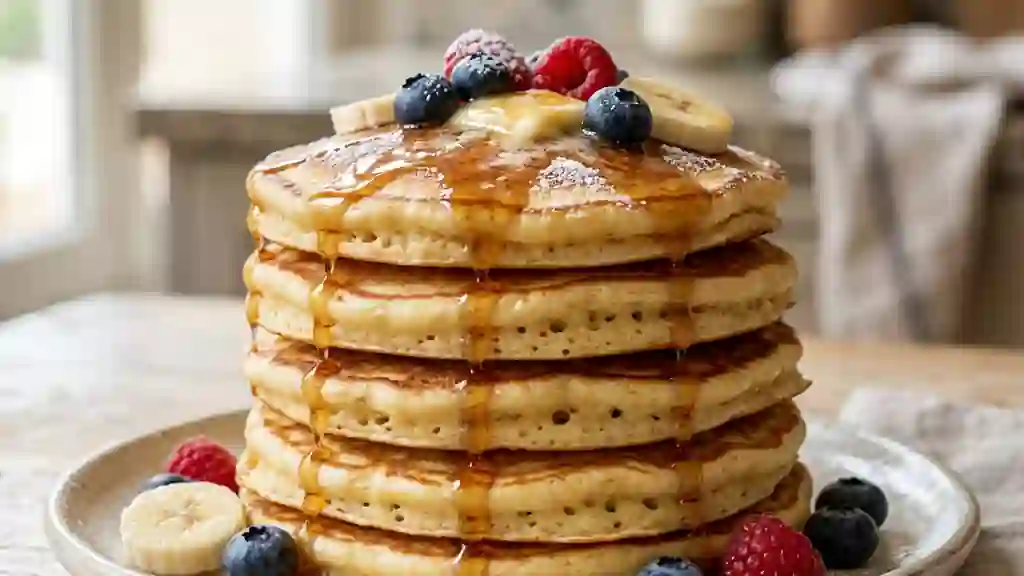 Pancakes épais et nuageux à la vanille - Photo de présentation