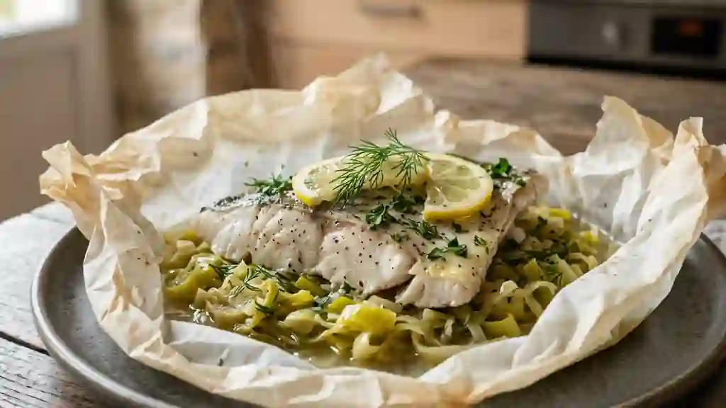 Daurade fondante aux poireaux et vermouth - Photo de présentation