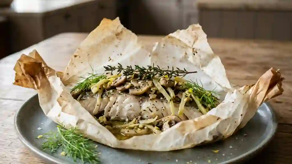 Mulet fondant au fenouil et champignons - Photo de présentation