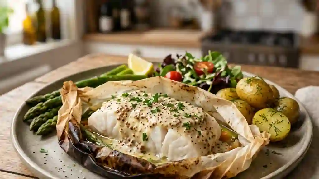 Poisson fondant à la moutarde à l'ancienne - Photo de présentation