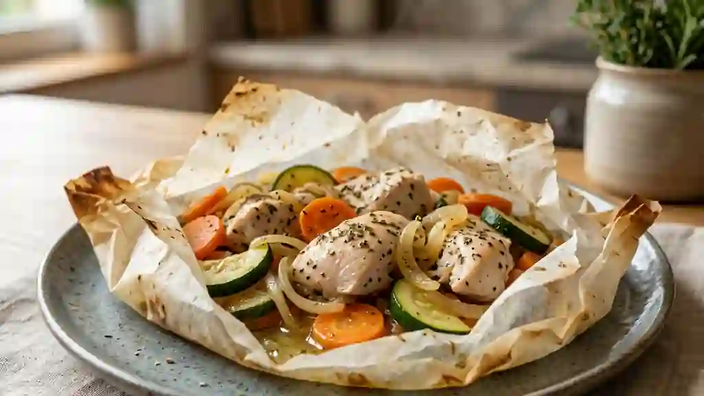 Papillote de poulet tendre au citron - Photo de présentation