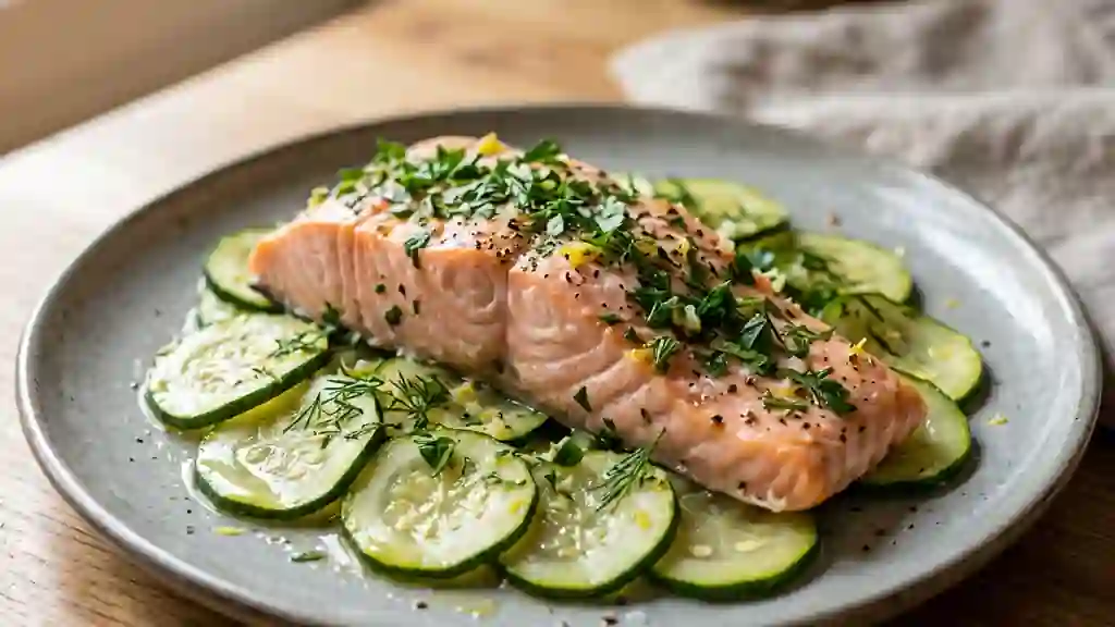 Saumon fondant aux courgettes et aneth - Photo de présentation