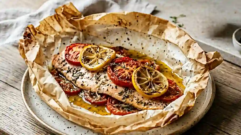 Truite fondante citronnée en papillote - Photo de présentation