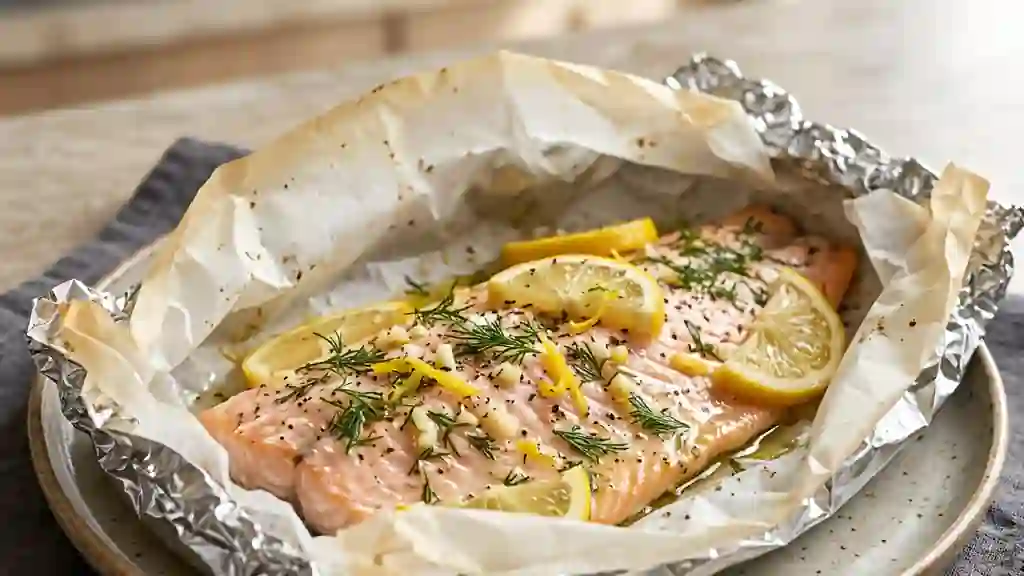 Papillote de truite fondante au citron et aneth - Photo de présentation