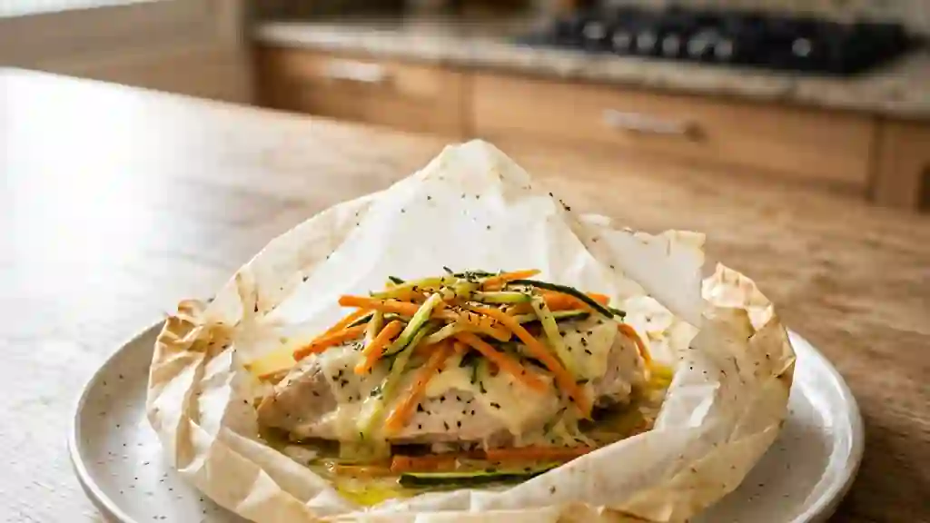 Poulet fondant au carré frais et julienne croquante - Photo de présentation