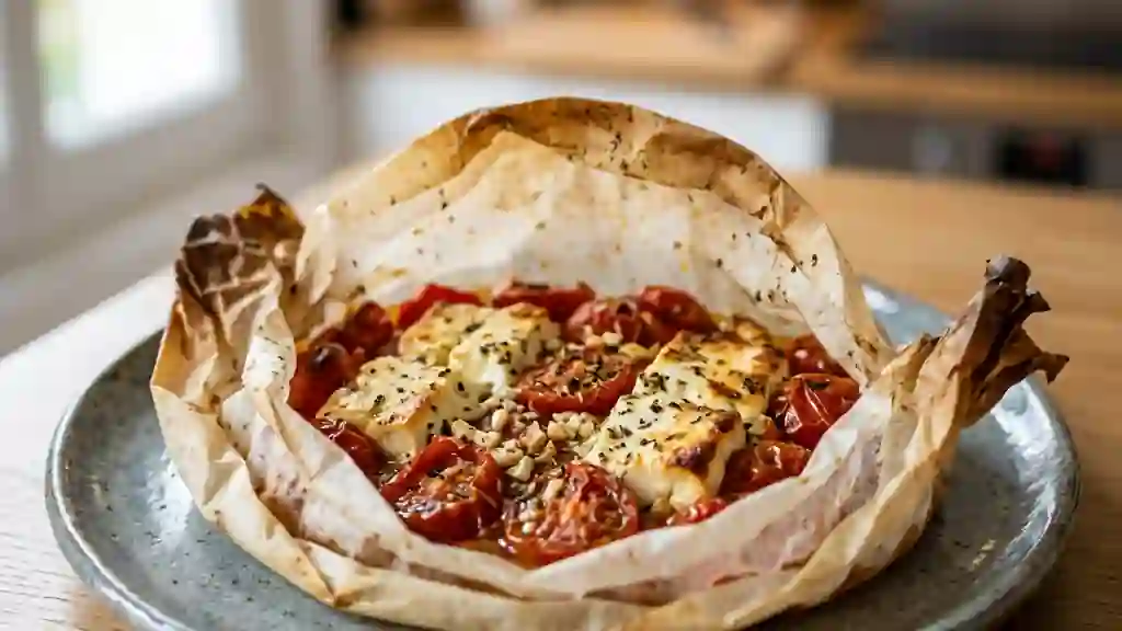 Tomates Fondantes et Feta Rôtie en Papillote - Photo de présentation