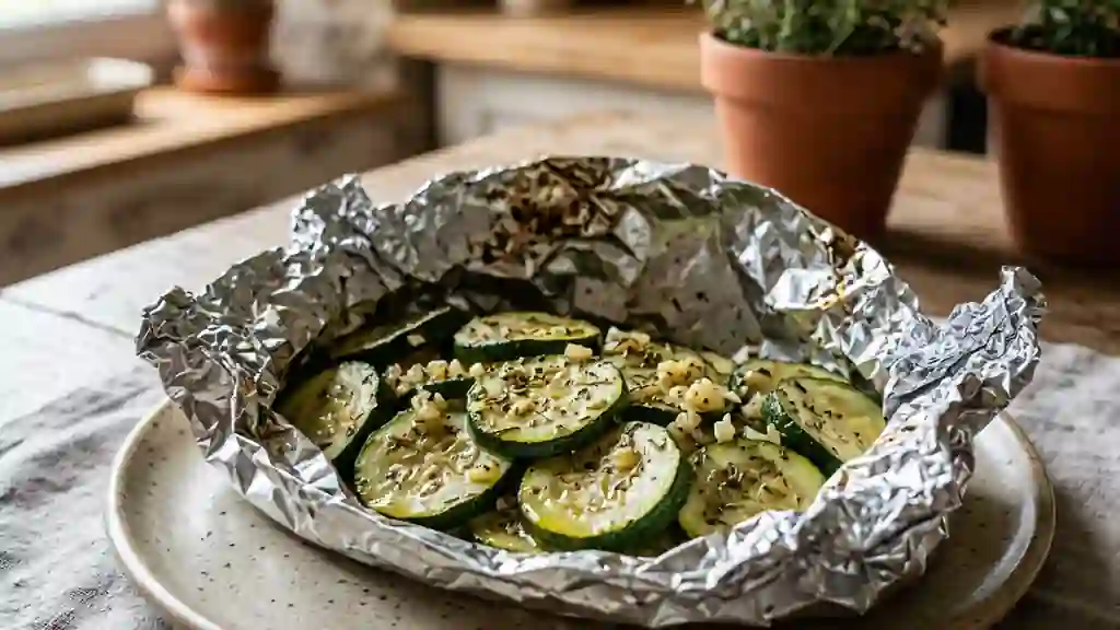 Courgettes fondantes en papillote au barbecue - Photo de présentation