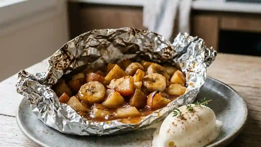 Fruits fondants au miel et cannelle au barbecue - Photo de présentation