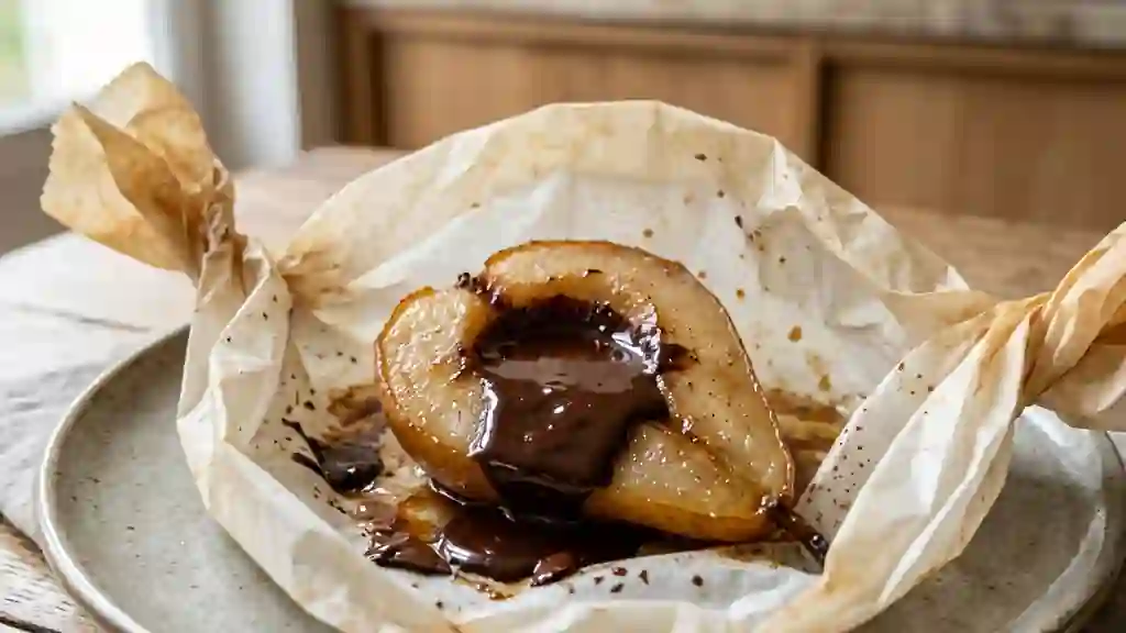 Poires Fondantes au Chocolat Noir Intense - Photo de présentation