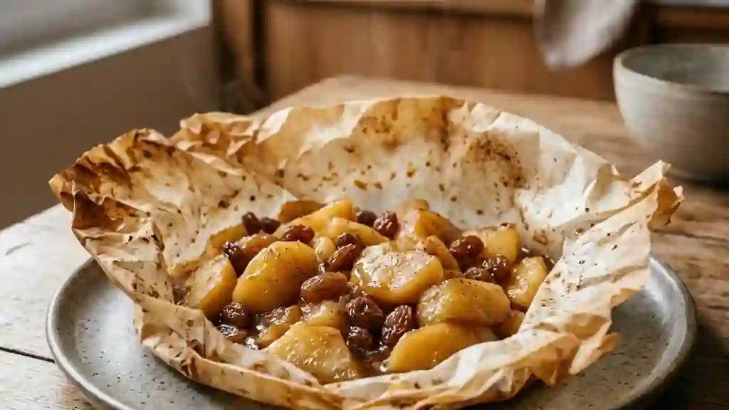 Pommes fondantes en papillote à la cannelle - Photo de présentation