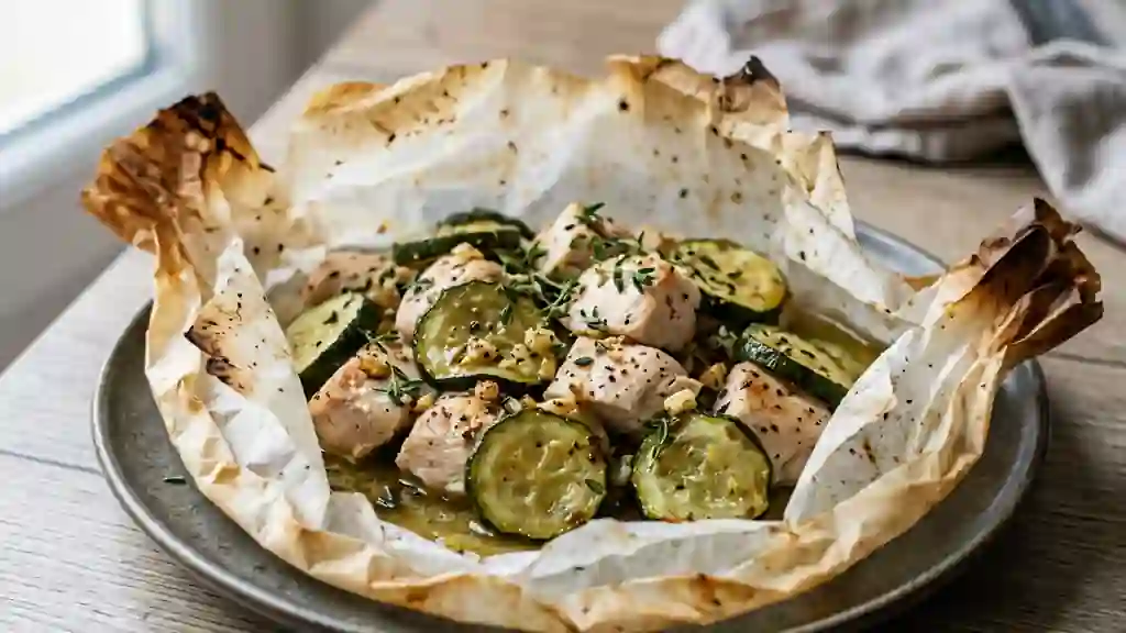 Poulet fondant aux courgettes et thym frais - Photo de présentation