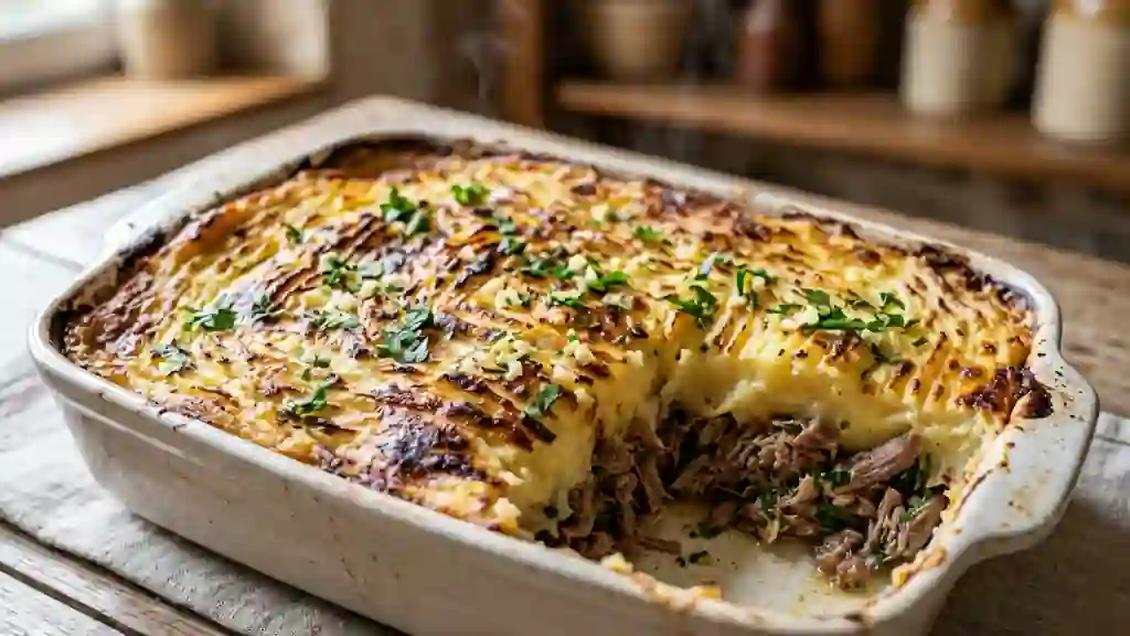 Parmentier de canard confit et purée onctueuse - Photo de présentation