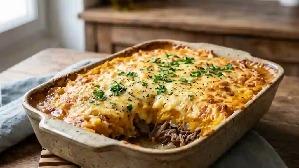 Parmentier fondant au potiron et viande rôtie - Photo de présentation