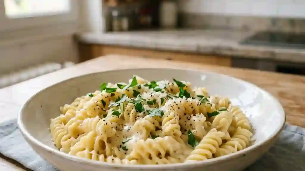 Pastachoute crémeuse à l'ail et au fromage - Photo de présentation