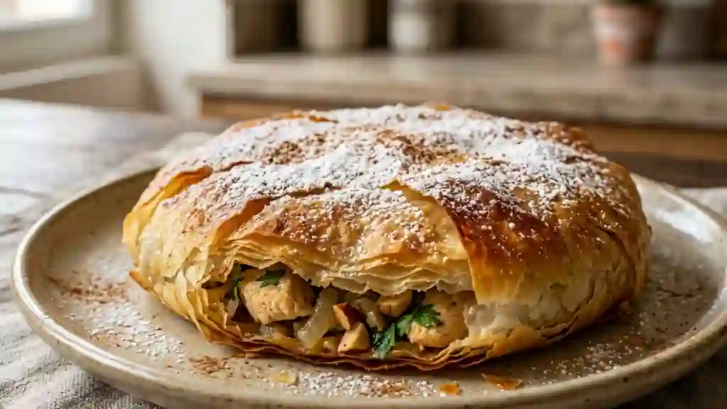 Pastilla poulet-amandes croustillante - Photo de présentation