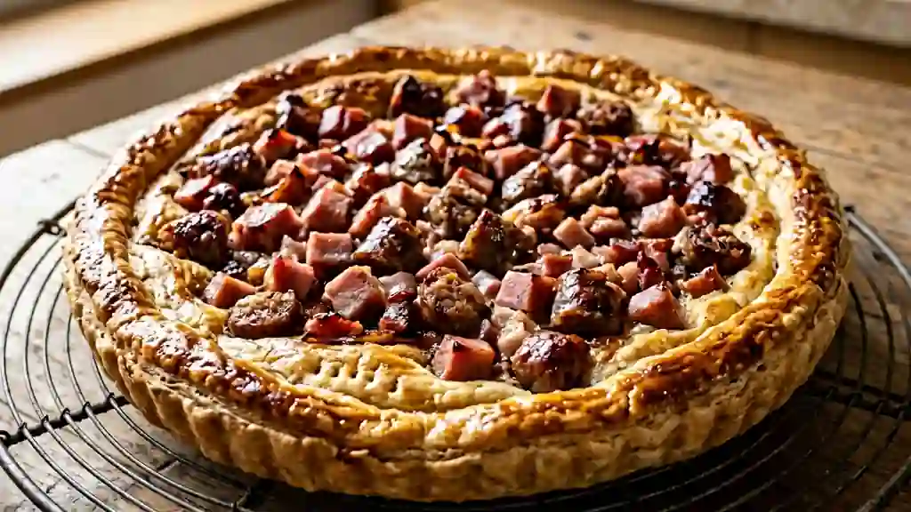 Tarte rustique au saindoux et charcuterie - Photo de présentation
