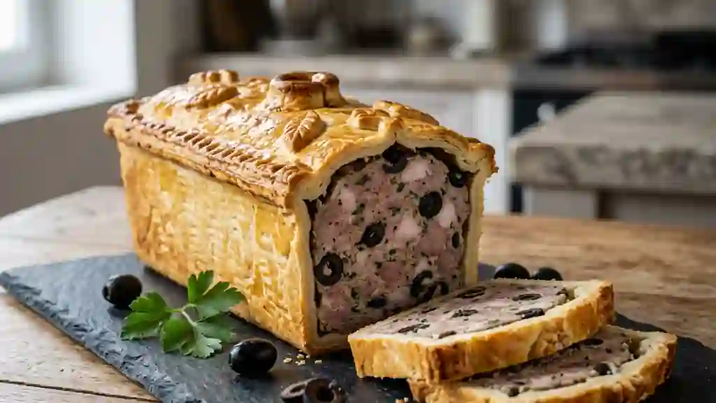 Pâté en croûte charcutier aux olives - Photo de présentation