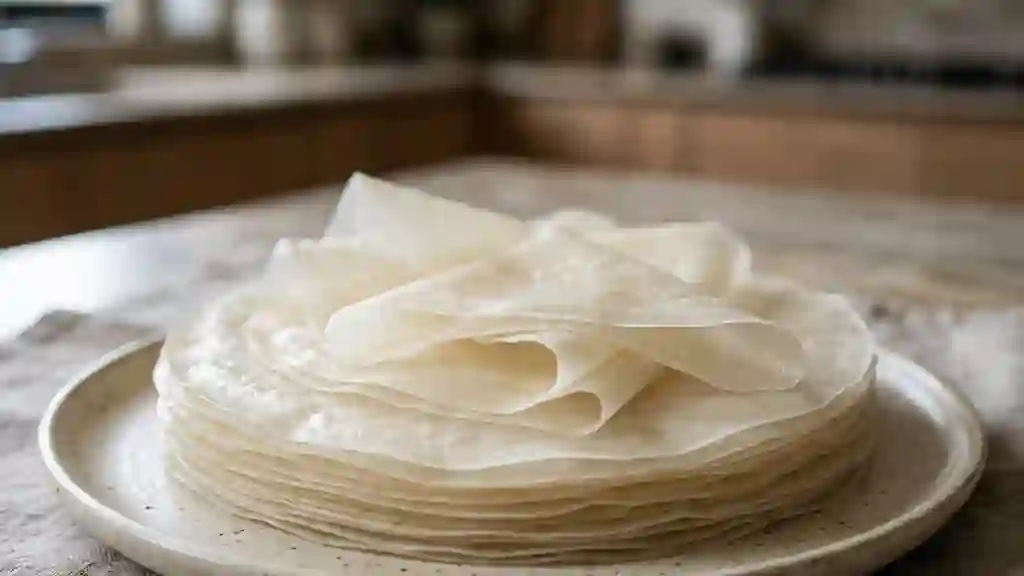 Feuilles de riz souples et translucides - Photo de présentation