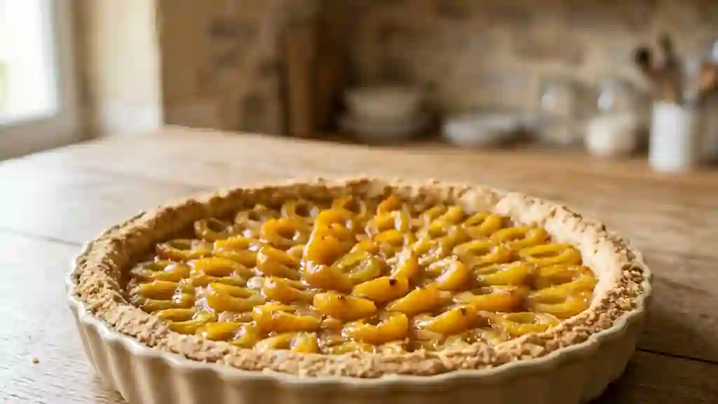 Tarte aux mirabelles, pâte sablée beurrée - Photo de présentation