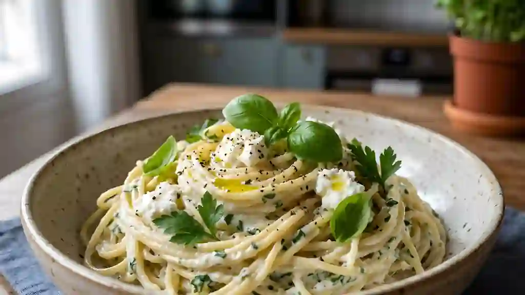Pâtes à la Ricotta Crémeuse et Herbes Fraîches - Photo de présentation