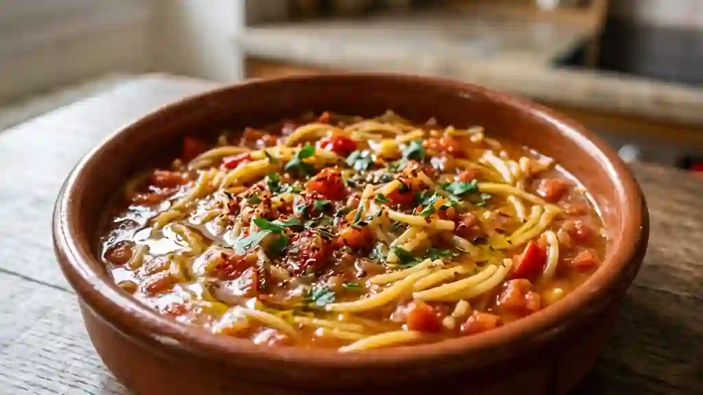 Pâtes Caldosa : Onctuosité Espagnole au Bouillon - Photo de présentation