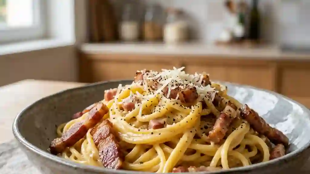 Carbonara onctueuse au canard fumé - Photo de présentation