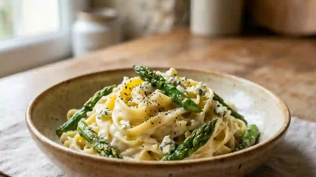Pâtes onctueuses asperges et gorgonzola - Photo de présentation
