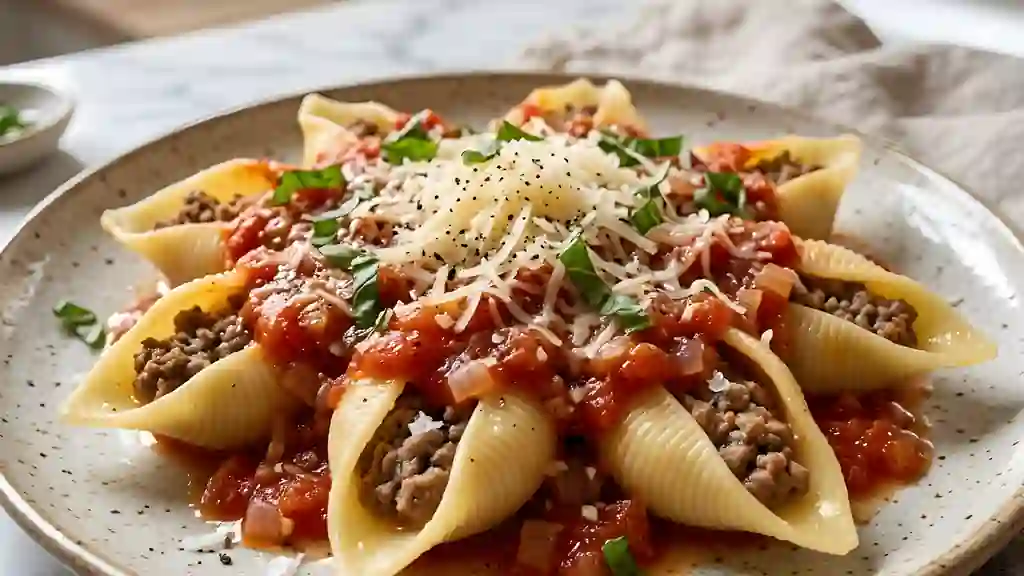 Pâtes farcies au veau fondant et sauce tomate - Photo de présentation