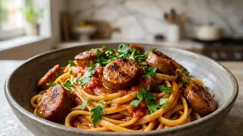 Pâtes Fraîches au Duo Tomate et Merguez - Photo de présentation