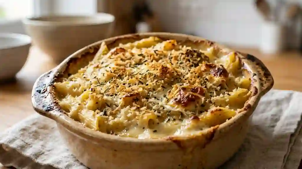 Penne gratinées au chèvre fondant - Photo de présentation