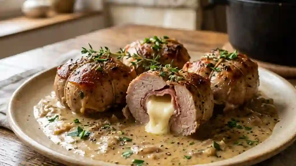 Paupiettes de porc au cœur de mozzarella coulant - Photo de présentation