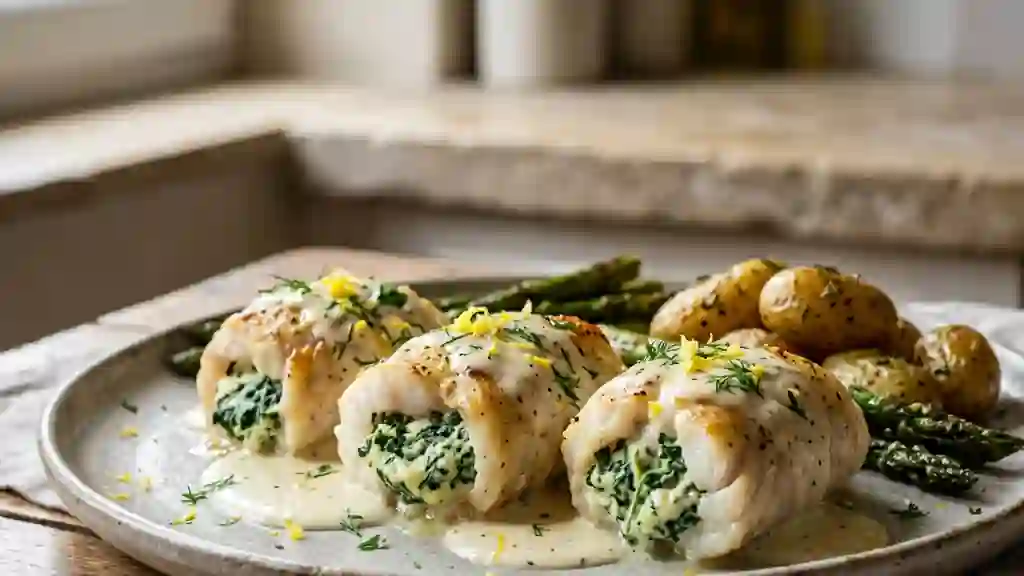 Paupiettes de poisson fondantes aux épinards - Photo de présentation