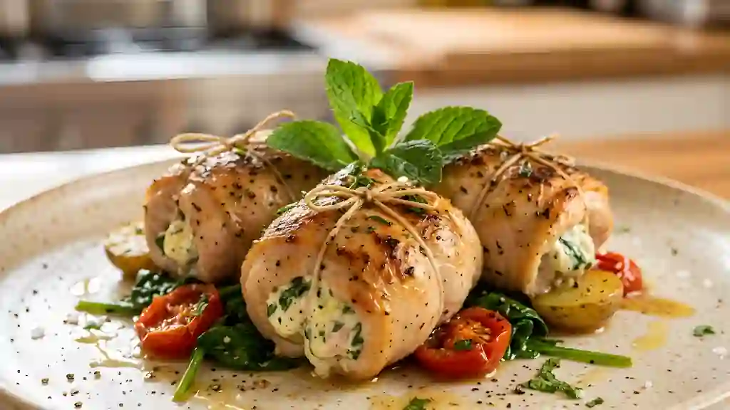 Paupiettes de Poulet au Fromage Frais et Menthe - Photo de présentation