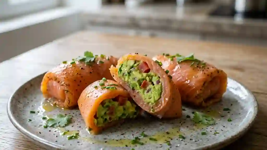 Paupiettes de saumon fumé et guacamole fondant - Photo de présentation