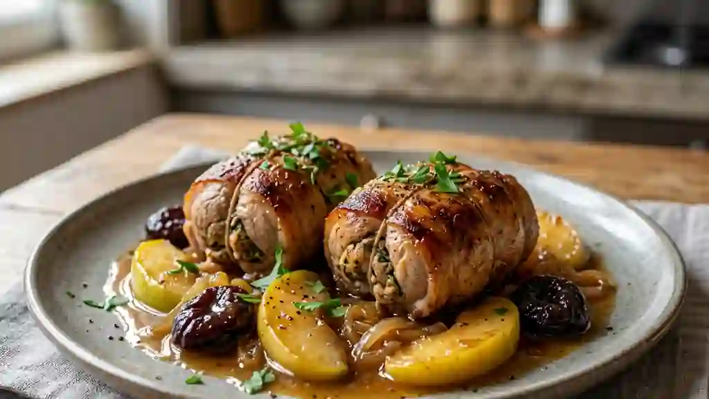 Paupiettes de veau fondantes pommes pruneaux - Photo de présentation