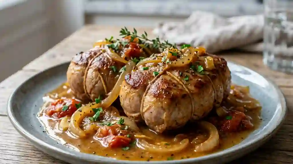 Paupiettes de veau fondantes tomates et oignons - Photo de présentation