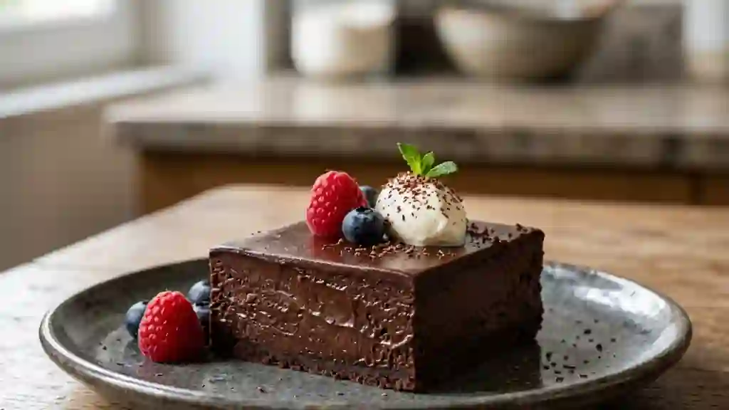 Pavé au chocolat noir fondant et soyeux - Photo de présentation