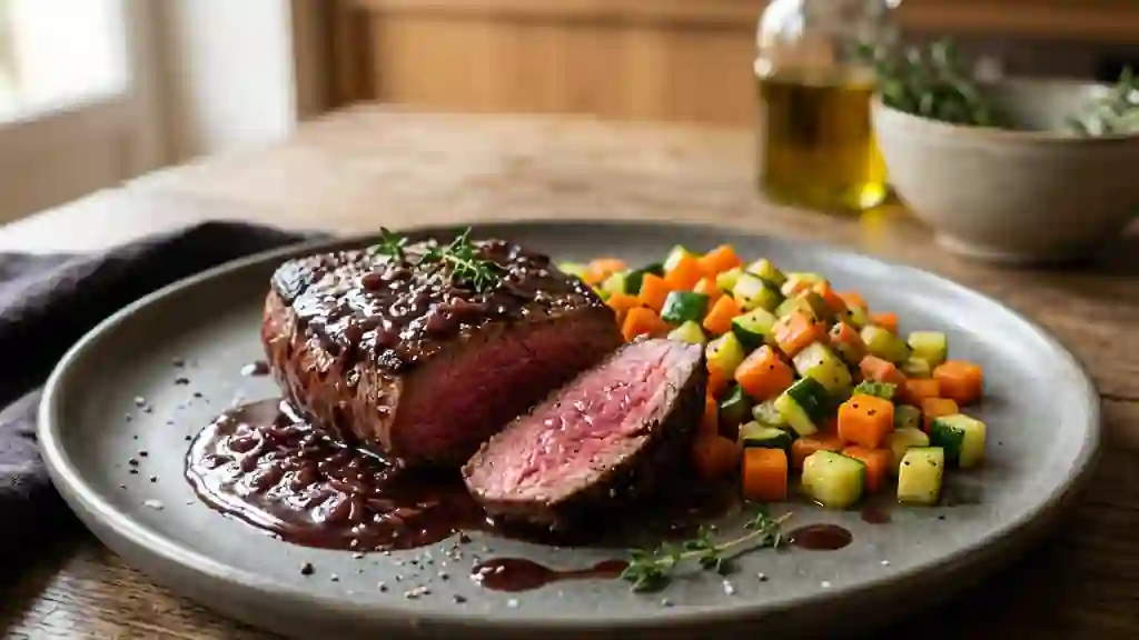 Pavé d'autruche fondant et sa sauce vigneronne - Photo de présentation