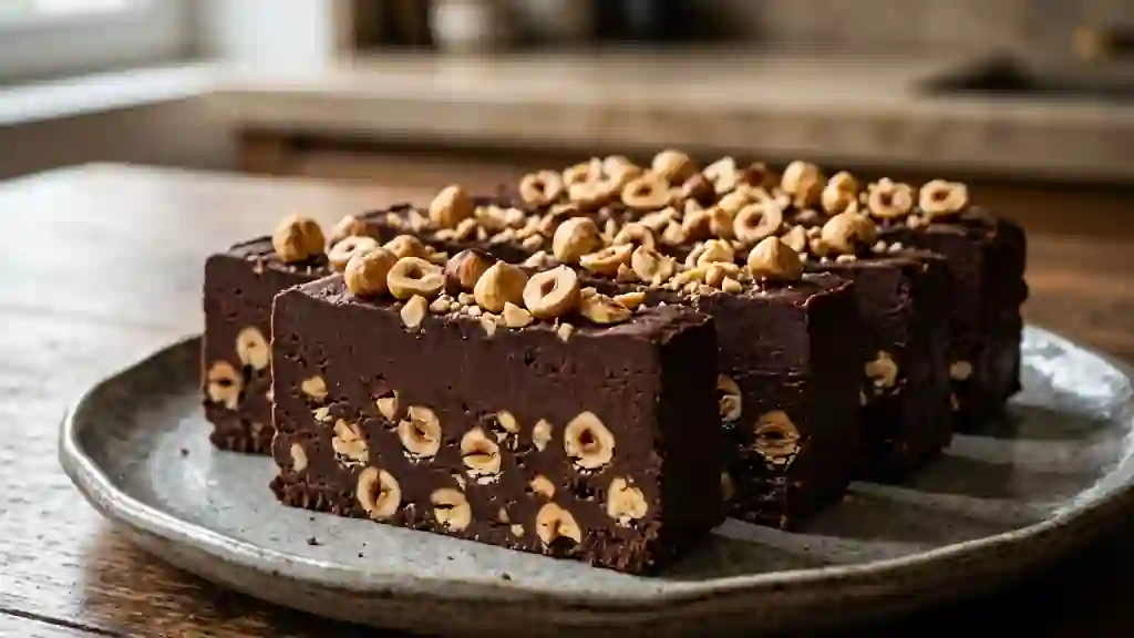Pavé chocolaté aux noisettes torréfiées - Photo de présentation