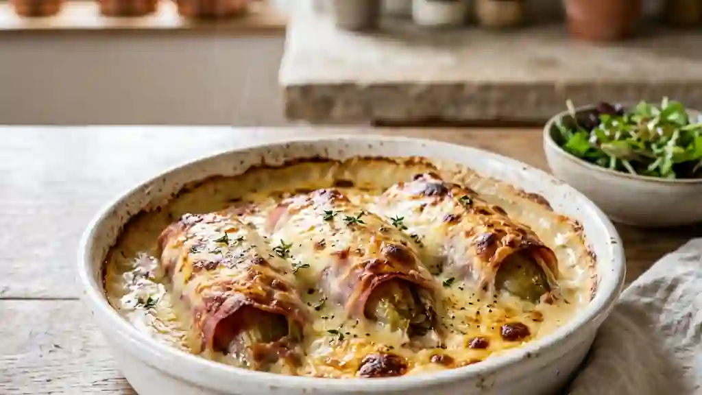 Endives au jambon et béchamel fondante - Photo de présentation
