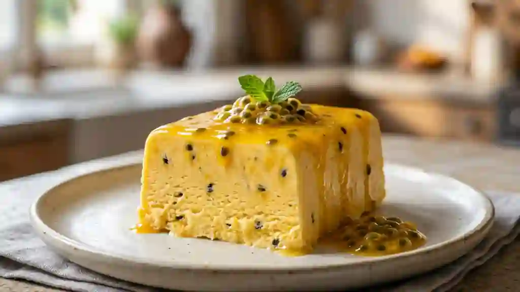 Pavé glacé passion au fondant acidulé - Photo de présentation